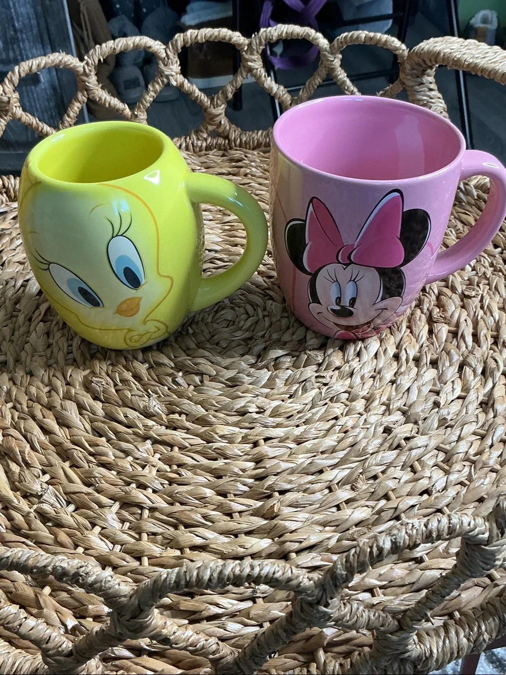Tweety & Minnie Disney Character Mugs - Yellow and Pink